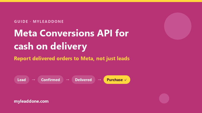 Meta Conversions API for cash on delivery: MyLeadDone sends a Purchase event to Meta when the COD order is delivered